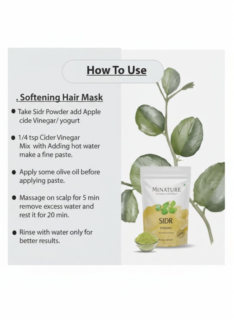 ميناتور مينانشور بودرة سدر الطبيعية للشعر والبشرة | بودرة أوراق السدر - منظف وبلسم طبيعي للشعر | مصدر طبيعي للصمغ والصابونين (227 جم) - Image 4